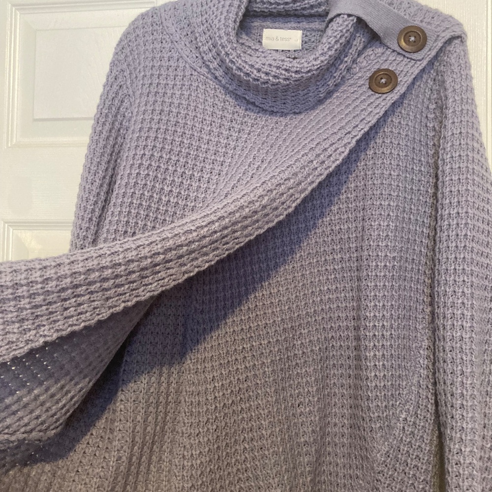 Beautiful Blue Knit Turtleneck/Cowl neck Sweater by Mia & Tess Women's Large - Picture 5 of 6